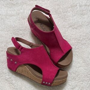 Corkys Fuchsia Wedge Sandals